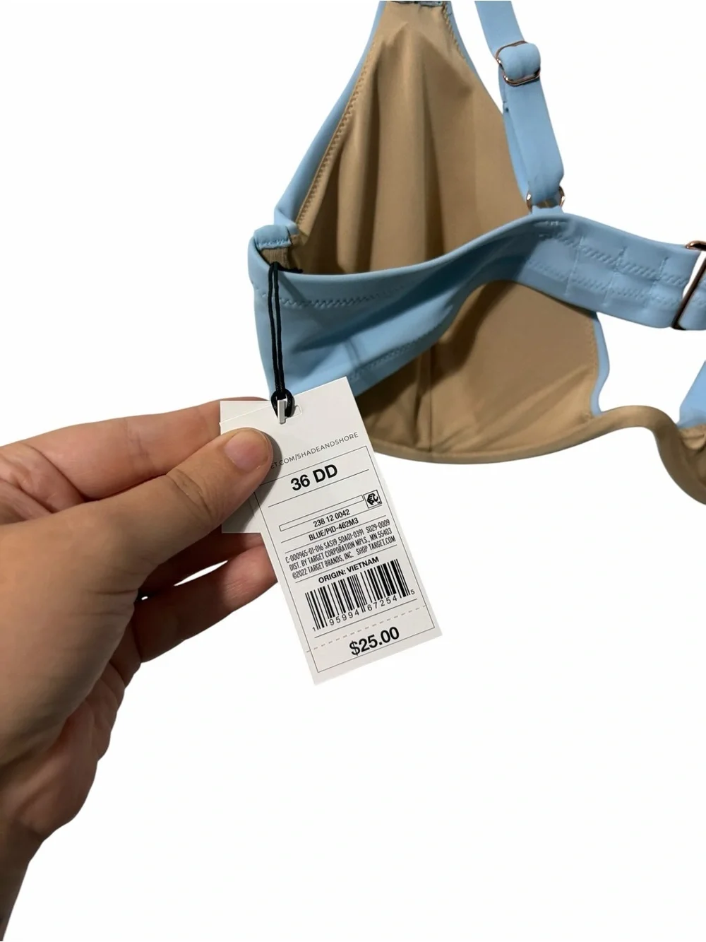 Shade & Shore 36DD Underwire Bikini Top Light Blue Molded Cup Swimsuit NWT